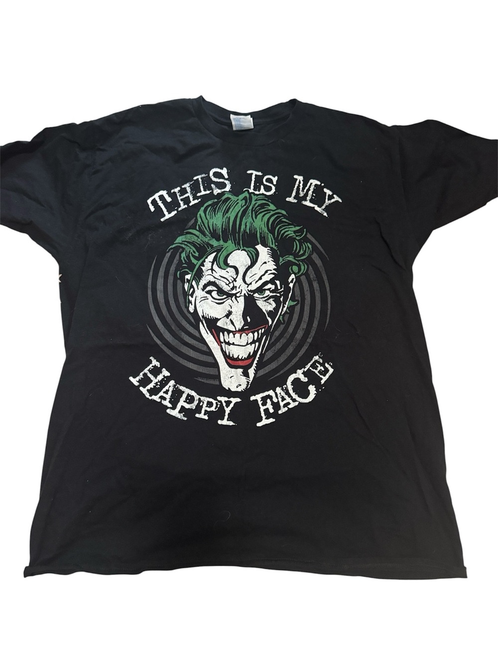 Black Graphic Tee with Green Joker Design - This Is My Happy Face